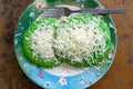 Pandan  pancake topped with shredded chedar cheese Royalty Free Stock Photo