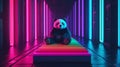 Pandas, represented as colorful bar graphs, symbolize data analysis and manipulation (Pandas library in Python).