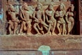 Pandavas and Draupadi panel close-up Stone Sculptue at Dashavatar Temple Gupta style architecture Deogarh near Betwa River Utta