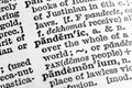 Pandemic - Closeup macro of English word pandemic Royalty Free Stock Photo