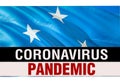 PANDEMIC of coronavirus COVID-2019 on Micronesia country flag background. 3D rendering of coronavirus bacteria. Micronesia flag