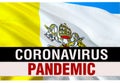PANDEMIC of coronavirus COVID-2019 on Vatican country flag background. 3D rendering of coronavirus bacteria. Vatican flag