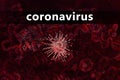 Pandemic Coronavirus - Virus under the microscope. Virology, blood cells.