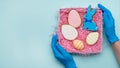 pandemic easter biscuit bunny egg box hands gloves
