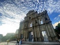 Portuguese Cathedral Macao Church Chapel Ruins of St. Paul Facade Macau China Dramatic Sky Clouds Ancient Religious Architecture