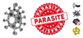 Pandemic Mosaic Infection Cell Icon with Scratched Round Parasite Stamp
