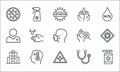 Pandemic novel virus line icons. linear set. quality vector line set such as disinfectant, virus warning, hospital building,