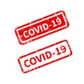 Pandemic virus covid-19 red rubber stamp vector Royalty Free Stock Photo