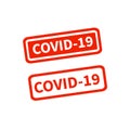 Pandemic virus covid-19 red rubber stamp vector Royalty Free Stock Photo