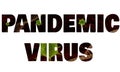 Pandemic Virus word cover on 3D virus image Royalty Free Stock Photo