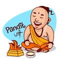 Pandit ji cartoon character vector illustration