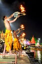 Pandits performing river aarti on the bank of kshipra at the simhasth maha kumbh mela 2016, Ujjain India