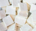 Paneer or cottage cheese cube close up