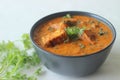 Paneer masala. A curry made with cottage cheese cubes cooked in a gravy of onions tomatoes and spices and garnished with dried