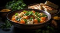 Paneer Sabji or Curry with Two Chappati in Plate on Blurry Background