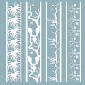 Panel cut from paper. Set of templates bookmarks halloween pattern. Laser cutting, stencil