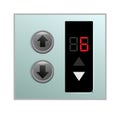 Panel with elevator arrow button and six floor digit