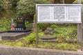 Panel in english, korean and japanese of monument for korean atomic victims in Nagasaki Peace Park.