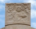 Panel on High Cross sculpture by Eliseo Garcia at Saint Philips Episcopal Church in Frisco, Texas. Royalty Free Stock Photo