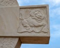 Panel on High Cross sculpture by Eliseo Garcia at Saint Philips Episcopal Church in Frisco, Texas. Royalty Free Stock Photo