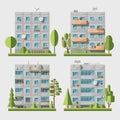 Panel houses flat set1 Royalty Free Stock Photo