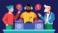 A panel of judges has the difficult task of deciding the winner as the DJs have both proven their talent in this Royalty Free Stock Photo