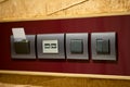 Panel light switch and key card for electricity in hotel Royalty Free Stock Photo