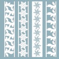 Panel made of snowflakes and flowers, cut out paper. Set of templates of bookmarks for laser cutting, stencil Royalty Free Stock Photo