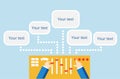 Panel for process control. Flat vector illustration of hands with control panel, eps 10.