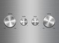Panel of sound controls with metal brushed texture Royalty Free Stock Photo
