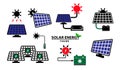 Set of green energy icon or solar panel icon concept. Royalty Free Stock Photo