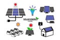 Set of green energy icon or solar panel icon concept. Royalty Free Stock Photo