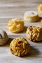 Panellets, typical confection of Catalonia, Spain Royalty Free Stock Photo