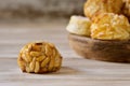 Panellets, typical confection of Catalonia, Spain Royalty Free Stock Photo