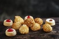 Panellets, typical confection of Catalonia, Spain Royalty Free Stock Photo