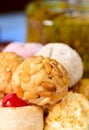 panellets, typical confection eaten in All Saints Day in Catalonia, Spain Royalty Free Stock Photo