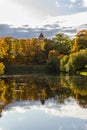 Panemunes castle reflection in the water. Lithuania.Europe. Royalty Free Stock Photo