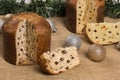 Panettone fruit and chocolate, typical dessert for Christmas