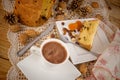 Panettone with hot chocolate dessert