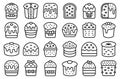 Panettone icons set outline vector. Bake bread