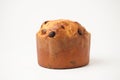 panettone italian raisin dried fruit cake for Christmas on white background