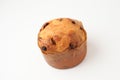 panettone italian raisin dried fruit cake for Christmas on white background