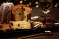 Panettone, pandoro, gingerbread, glazed chestnuts, traditional Christmas sweets