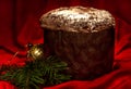 Panettone, traditional homemade sweet bread for Christmas and New Year. Royalty Free Stock Photo