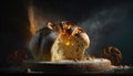 Panettone - traditional italian christmas cake on dark background