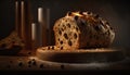 Panettone, traditional italian christmas cake with raisins