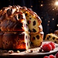 Panettone , traditional popular sweet dessert cake, christmas bread food photo