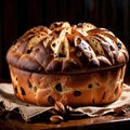 Panettone , traditional popular sweet dessert cake, christmas bread food photo