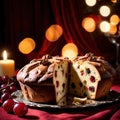 Panettone , traditional popular sweet dessert cake, christmas bread food photo