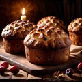 Panettone , traditional popular sweet dessert cake, christmas bread food photo